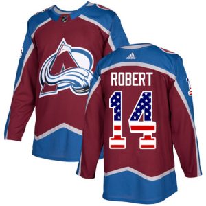 Sleek Adidas Avalanche #14 Rene Robert Burgundy Home Authentic USA Flag Stitched NHL Jersey for ultimate hockey enthusiasts