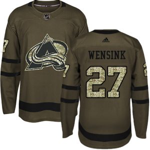 Stunning Adidas Avalanche #27 John Wensink Green Salute to Service Stitched NHL Jersey for ultimate hockey enthusiasts