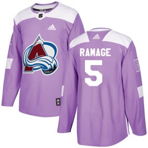 Premium Adidas Avalanche #5 Rob Ramage Purple Authentic Fights Cancer Stitched NHL Jersey to show your team spirit