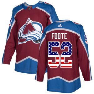 Cool Adidas Avalanche #52 Adam Foote Burgundy Home Authentic USA Flag Stitched NHL Jersey for die - hard fans