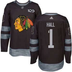Fantastic Adidas Blackhawks #1 Glenn Hall Black 1917 2017 100th Anniversary Stitched NHL Jersey to elevate your fan gear collection