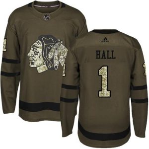 Top - notch Adidas Blackhawks #1 Glenn Hall Green Salute to Service Stitched NHL Jersey for die - hard fans