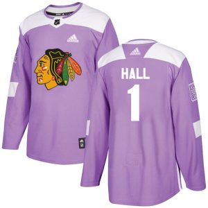 Stunning Adidas Blackhawks #1 Glenn Hall Purple Authentic Fights Cancer Stitched NHL Jersey perfect for game days