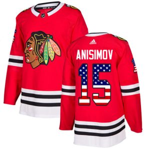 Stylish Adidas Blackhawks #15 Artem Anisimov Red Home Authentic USA Flag Stitched NHL Jersey perfect for game days