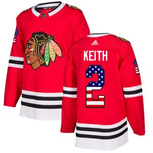 Cool Adidas Blackhawks #2 Duncan Keith Red Home Authentic USA Flag Stitched NHL Jersey for die - hard fans