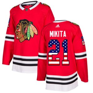 Cool Adidas Blackhawks #21 Stan Mikita Red Home Authentic USA Flag Stitched NHL Jersey for die - hard fans