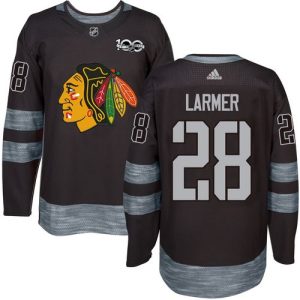 Premium Adidas Blackhawks #28 Steve Larmer Black 1917 2017 100th Anniversary Stitched NHL Jersey for die - hard fans