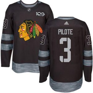 Chic Adidas Blackhawks #3 Pierre Pilote Black 1917 2017 100th Anniversary Stitched NHL Jersey for die - hard fans