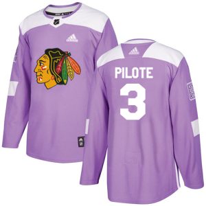 Premium Adidas Blackhawks #3 Pierre Pilote Purple Authentic Fights Cancer Stitched NHL Jersey for die - hard fans