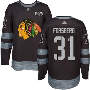 Premium Adidas Blackhawks #31 Anton Forsberg Black 1917 2017 100th Anniversary Stitched NHL Jersey perfect for game days