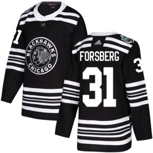 Gorgeous Adidas Blackhawks #31 Anton Forsberg Black Authentic 2019 Winter Classic Stitched NHL Jersey to elevate your fan gear collection