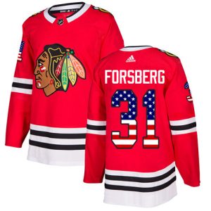 Chic Adidas Blackhawks #31 Anton Forsberg Red Home Authentic USA Flag Stitched NHL Jersey perfect for game days