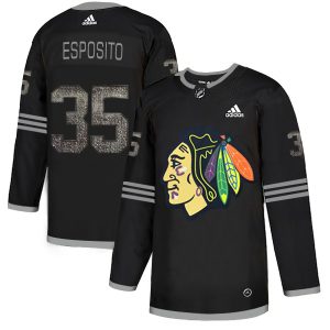 Premium Adidas Blackhawks #35 Tony Esposito Black Authentic Classic Stitched NHL Jersey to stand out at the stadium