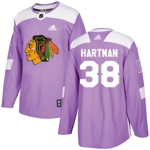 Amazing Adidas Blackhawks #38 Ryan Hartman Purple Authentic Fights Cancer Stitched NHL Jersey to show your team spirit