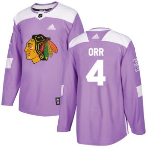 Sleek Adidas Blackhawks #4 Bobby Orr Purple Authentic Fights Cancer Stitched NHL Jersey to show your team spirit