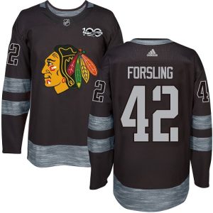 Stunning Adidas Blackhawks #42 Gustav Forsling Black 1917 2017 100th Anniversary Stitched NHL Jersey for die - hard fans