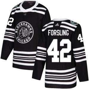 Top - notch Adidas Blackhawks #42 Gustav Forsling Black Authentic 2019 Winter Classic Stitched NHL Jersey perfect for game days