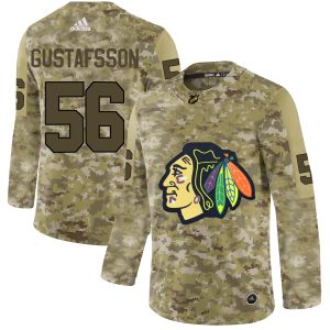 Top - notch Adidas Blackhawks #56 Erik Gustafsson Camo Authentic Stitched NHL Jersey to stand out at the stadium