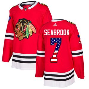 Amazing Adidas Blackhawks #7 Brent Seabrook Red Home Authentic USA Flag Stitched NHL Jersey to show your team spirit