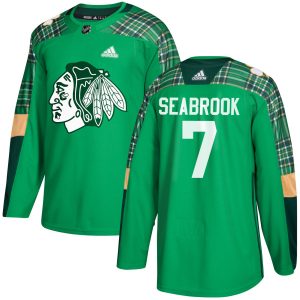 Premium Adidas Blackhawks #7 Brent Seabrook adidas Green St. Patrick's Day Authentic Practice Stitched NHL Jersey perfect for game days