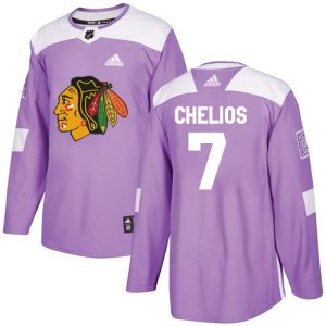 Sleek Adidas Blackhawks #7 Chris Chelios Purple Authentic Fights Cancer Stitched NHL Jersey a must - have for collectors