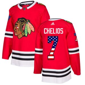Fantastic Adidas Blackhawks #7 Chris Chelios Red Home Authentic USA Flag Stitched NHL Jersey for ultimate hockey enthusiasts