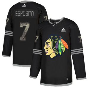 Stylish Adidas Blackhawks #7 Tony Esposito Black Authentic Classic Stitched NHL Jersey to elevate your fan gear collection