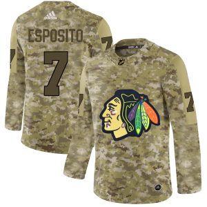 Stunning Adidas Blackhawks #7 Tony Esposito Camo Authentic Stitched NHL Jersey to elevate your fan gear collection