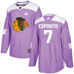 Amazing Adidas Blackhawks #7 Tony Esposito Purple Authentic Fights Cancer Stitched NHL Jersey to show your team spirit