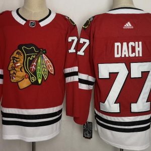 Sleek Adidas Blackhawks #77 Kirby Dach Red Home Authentic Stitched NHL Jersey a must - have for collectors