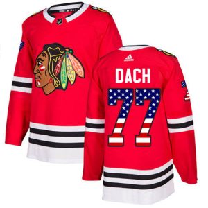 Cool Adidas Blackhawks #77 Kirby Dach Red Home Authentic USA Flag Stitched NHL Jersey to elevate your fan gear collection