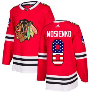 Sleek Adidas Blackhawks #8 Bill Mosienko Red Home Authentic USA Flag Stitched NHL Jersey for ultimate hockey enthusiasts