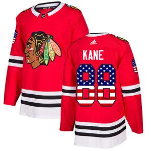 Premium Adidas Blackhawks #88 Patrick Kane Red Home Authentic USA Flag Stitched NHL Jersey perfect for game days