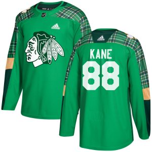 Top - notch Adidas Blackhawks #88 Patrick Kane adidas Green St. Patrick's Day Authentic Practice Stitched NHL Jersey perfect for game days