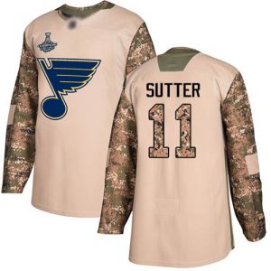 Top - notch Adidas Blues #11 Brian Sutter Camo Authentic 2017 Veterans Day Stanley Cup Champions Stitched NHL Jersey for ultimate hockey enthusiasts