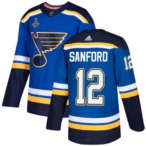Sleek Adidas Blues #12 Zach Sanford Blue Home Authentic 2019 Stanley Cup Champions Stitched NHL Jersey to stand out at the stadium