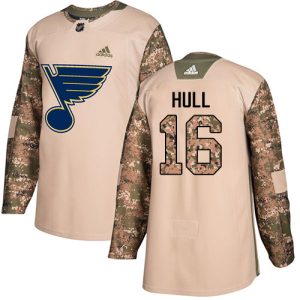 Top - notch Adidas Blues #16 Brett Hull Camo Authentic 2017 Veterans Day Stitched NHL Jersey a must - have for collectors