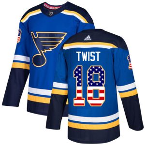 Cool Adidas Blues #18 Tony Twist Blue Home Authentic USA Flag Stitched NHL Jersey perfect for game days