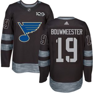 Top - notch Adidas Blues #19 Jay Bouwmeester Black 1917 2017 100th Anniversary Stitched NHL Jersey perfect for game days