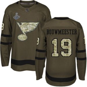 Gorgeous Adidas Blues #19 Jay Bouwmeester Green Salute to Service Stanley Cup Champions Stitched NHL Jersey for ultimate hockey enthusiasts