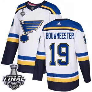 Cool Adidas Blues #19 Jay Bouwmeester White Road Authentic 2019 Stanley Cup Final Stitched NHL Jersey a must - have for collectors