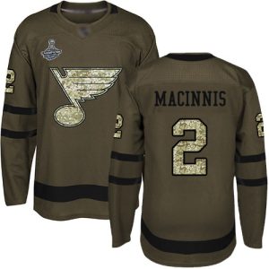 Fantastic Adidas Blues #2 Al MacInnis Green Salute to Service Stanley Cup Champions Stitched NHL Jersey perfect for game days