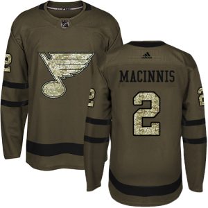 Stylish Adidas Blues #2 Al MacInnis Green Salute to Service Stitched NHL Jersey perfect for game days