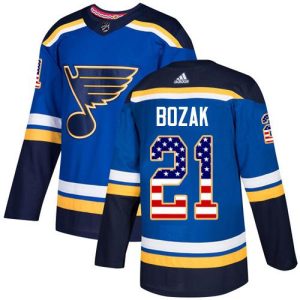 Premium Adidas Blues #21 Tyler Bozak Blue Home Authentic USA Flag Stitched NHL Jersey for die - hard fans