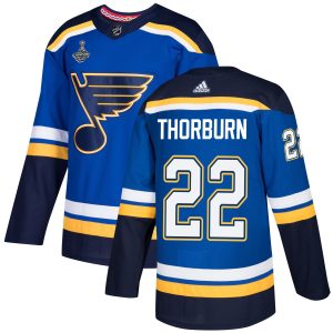 Top - notch Adidas Blues #22 Chris Thorburn Blue Home Authentic 2019 Stanley Cup Champions Stitched NHL Jersey to stand out at the stadium