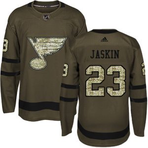 Cool Adidas Blues #23 Dmitrij Jaskin Green Salute to Service Stitched NHL Jersey to stand out at the stadium