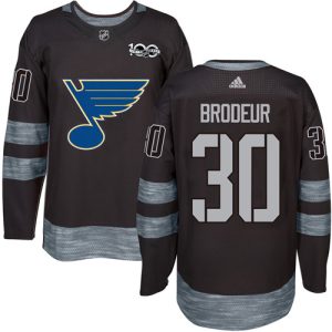 Stylish Adidas Blues #30 Martin Brodeur Black 1917 2017 100th Anniversary Stitched NHL Jersey to stand out at the stadium