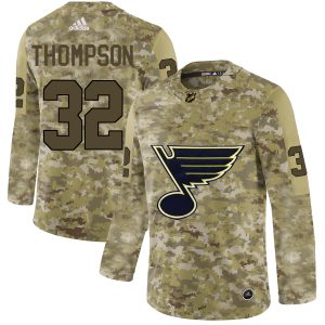Top - notch Adidas Blues #32 Tage Thompson Camo Authentic Stitched NHL Jersey to elevate your fan gear collection