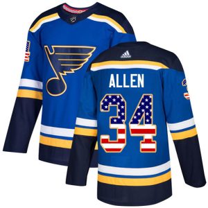 Amazing Adidas Blues #34 Jake Allen Blue Home Authentic USA Flag Stitched NHL Jersey perfect for game days