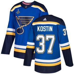 Top - notch Adidas Blues #37 Klim Kostin Blue Home Authentic 2019 Stanley Cup Champions Stitched NHL Jersey for ultimate hockey enthusiasts